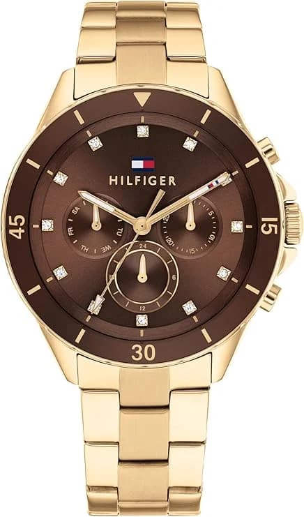 Montre Femme Tommy Hilfiger Mellie 1782709 cadran marron bracelet acier doré