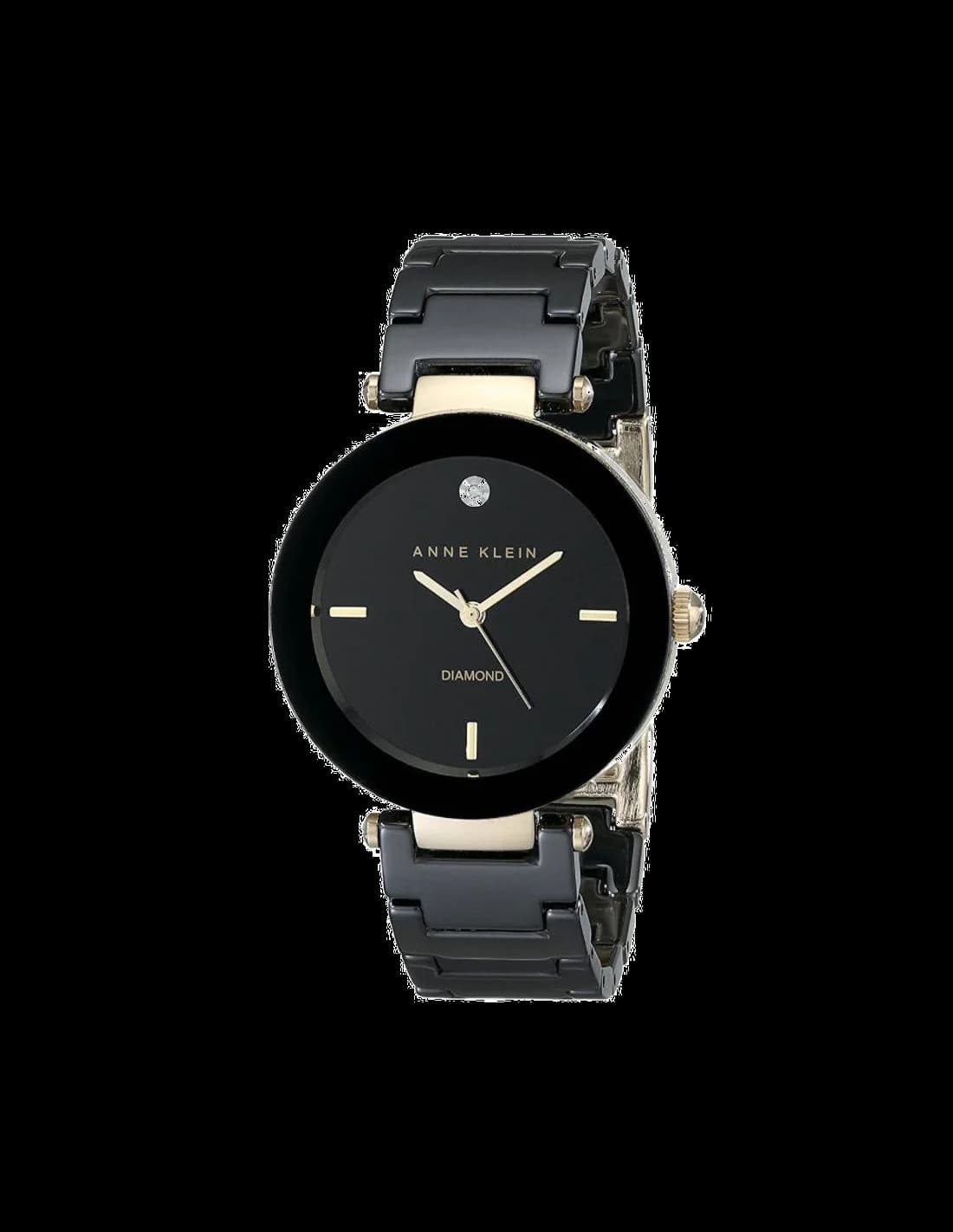 Garde-temps Anne Klein AK/1018BKBK pour femme, cadran noir avec bracelet céramique noir