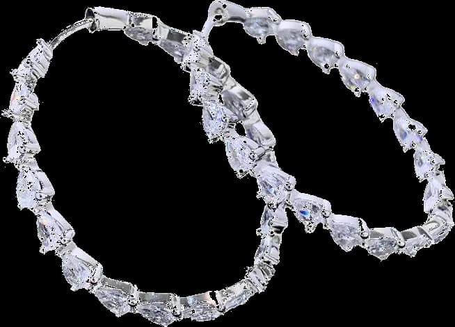 Garde-temps APM Monaco AE280 pour femme, créoles en argent serties de cristaux poire blancs