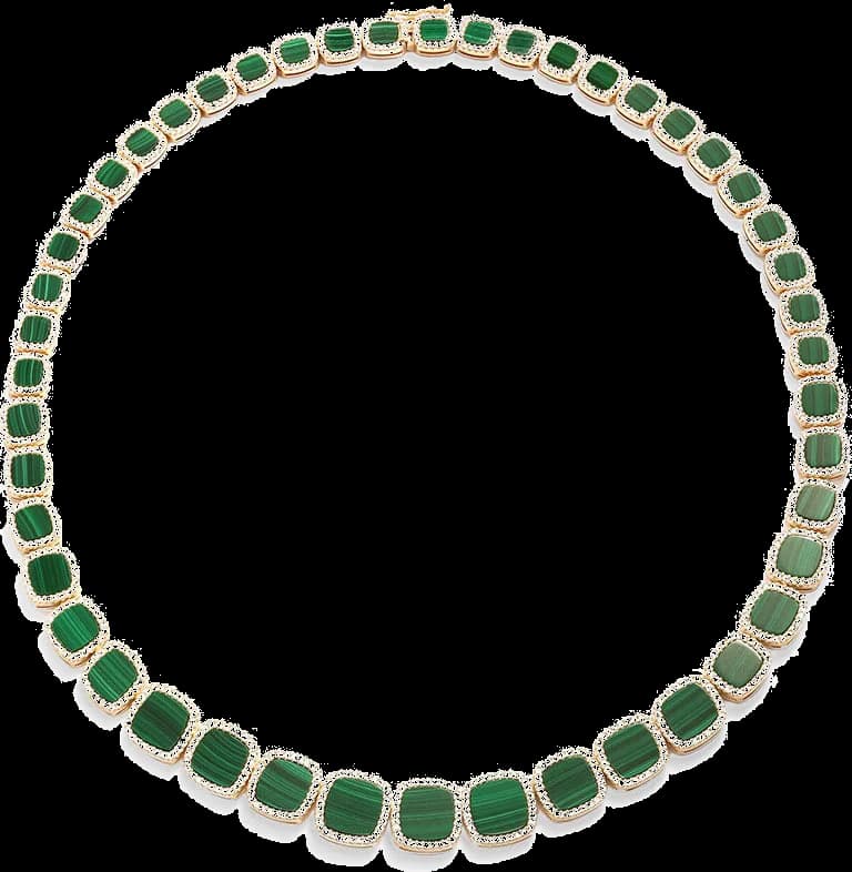 Garde-temps APM Monaco YC6930XMAL pour unisexe, ras-de-cou Malachite serti de cristaux verts