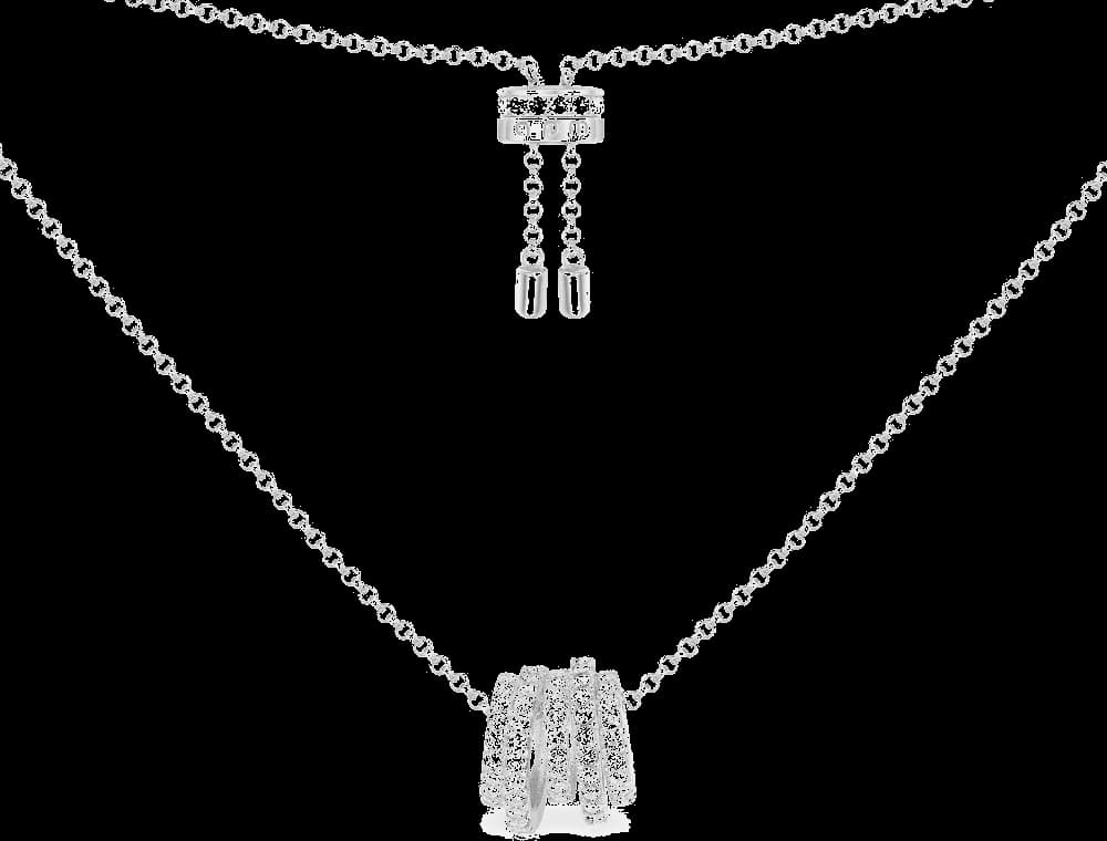 Garde-temps APM Monaco AC4693OX pour femme, collier ajustable anneaux blancs argent cristaux