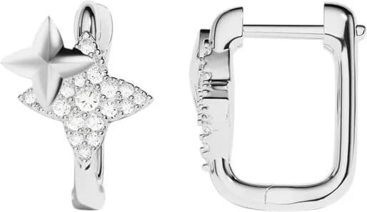 Garde-temps APM Monaco AE15814OX pour femme, créoles carrées argent 925 météorites