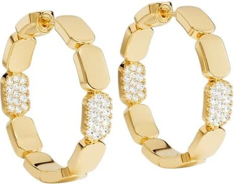 Garde-temps APM Monaco YE15769OX pour femme, mini créoles Yacht Club micropavés cristaux or jaune