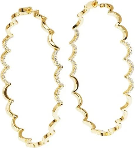 Garde-temps APM Monaco YE15905OX pour femme, créoles dorées or jaune micropavées de cristaux