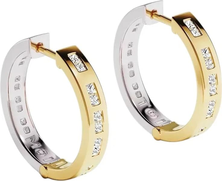 Garde-temps APM Monaco AE14815OXY pour femme, créoles plaquées or jaune motif code morse