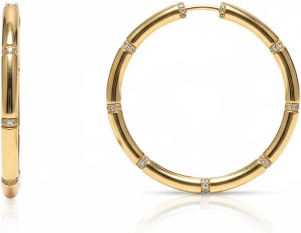 Garde-temps APM Monaco 112243 pour femme, boucles d'oreilles bambou or jaune micropavées