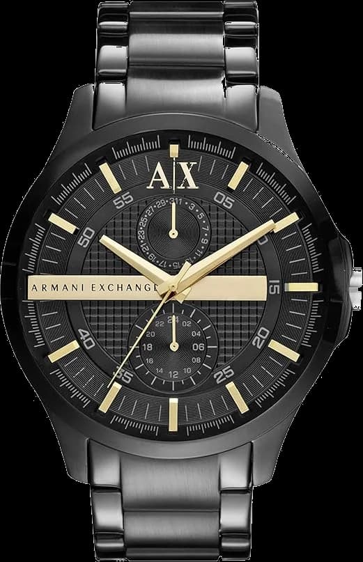 Garde-temps Armani Exchange AX2121 pour homme, cadran noir sur bracelet acier noir