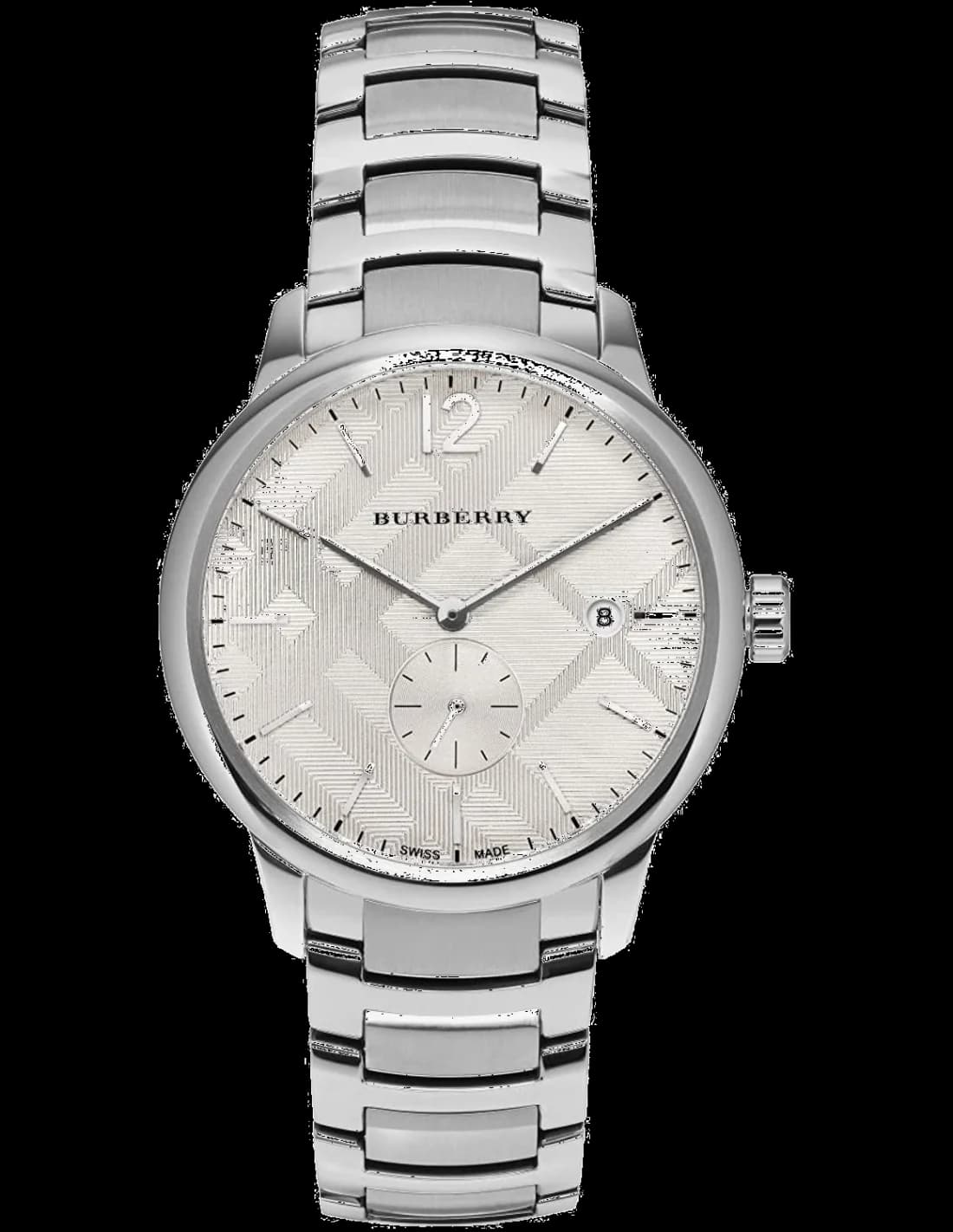Garde-temps Burberry BU10004 pour homme, cadran gris et bracelet acier brossé