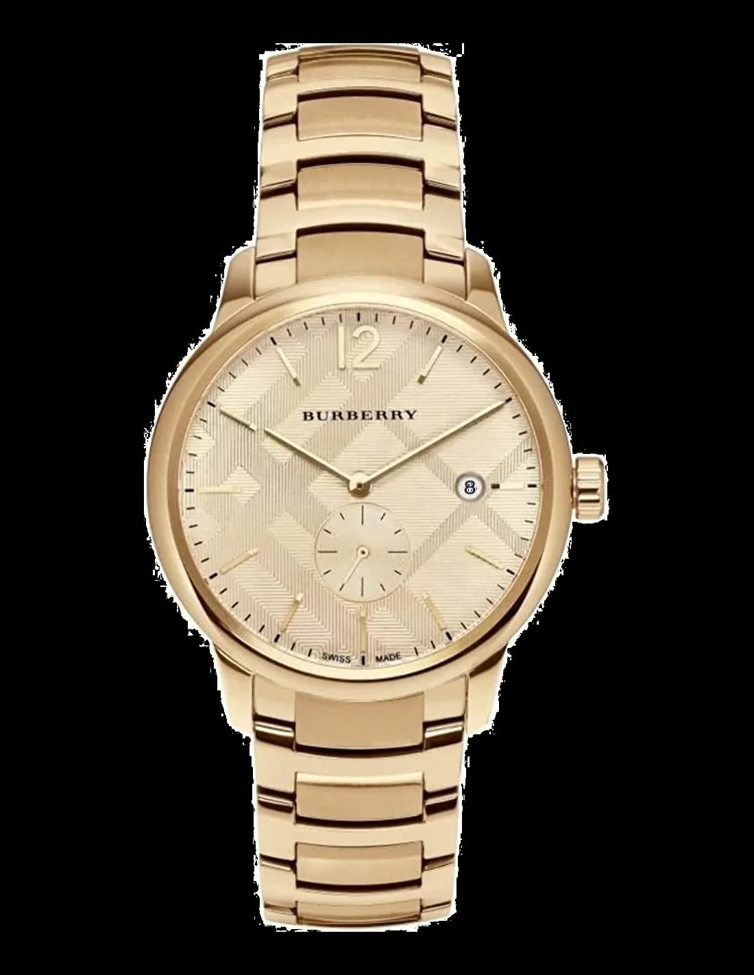 Garde-temps Burberry BU10006 pour homme, cadran or et bracelet acier argenté