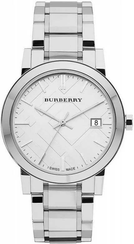 Garde-temps Burberry BU9000 pour homme, au cadran argenté et bracelet acier