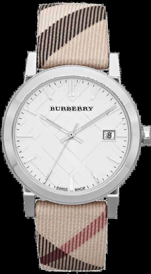 Garde-temps Burberry BU9022 pour femme, cadran argent, bracelet cuir beige