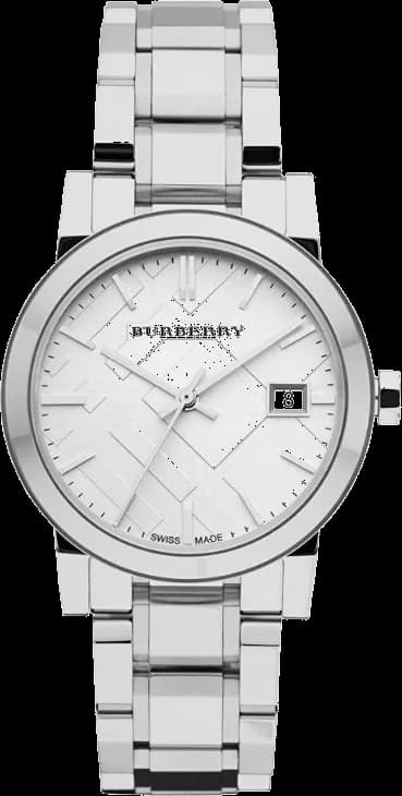 Garde-temps Burberry BU9100 pour femme, cadran argent et bracelet acier