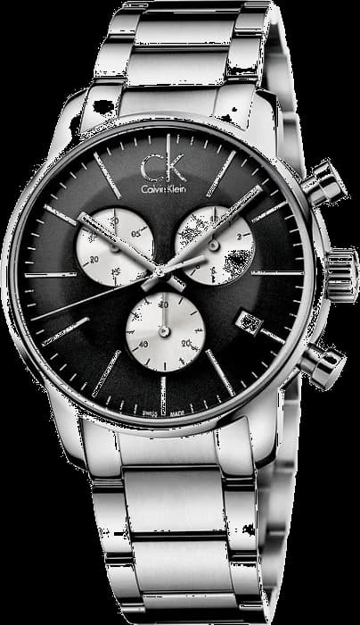 Garde-temps Calvin Klein K2G2714X pour homme, cadran noir, bracelet acier poli