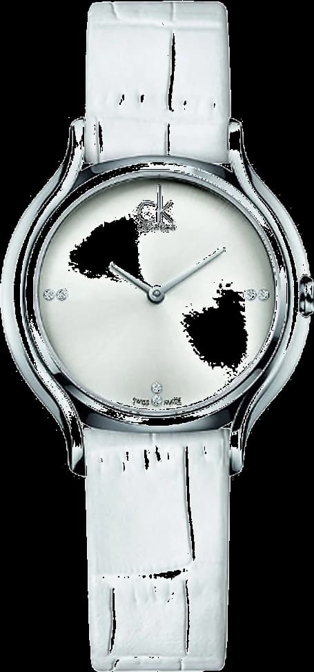 Garde-temps Calvin Klein K2U231KW pour femme, cadran argenté et bracelet cuir blanc Swiss Made