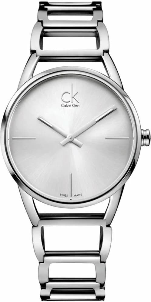 Garde-temps Calvin Klein K3G23126 pour femme, acier inoxydable poli cadran argent
