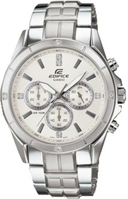 Garde-temps Casio EF-544D-7AVEF pour homme, cadran blanc sur acier inoxydable