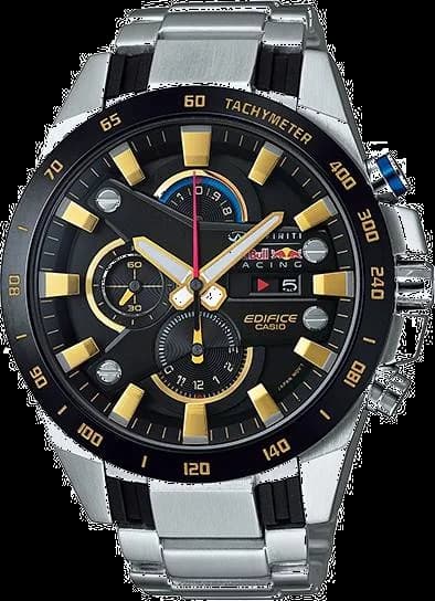 Garde-temps Casio EFR-540RB-1AER pour homme, cadran noir et bracelet acier argent