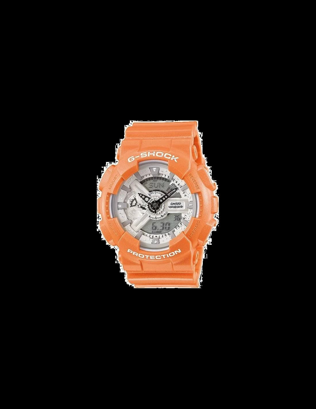 Garde-temps Casio GA-110SG-4AER pour homme, cadran bicolore, bracelet silicone orange