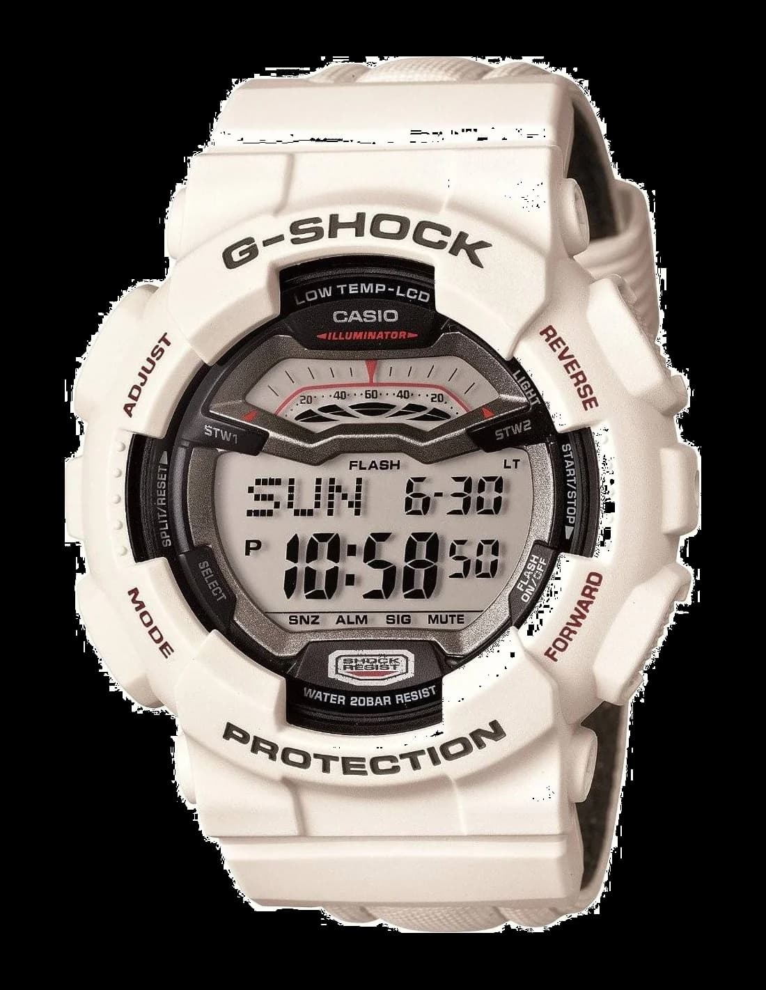 Garde-temps Casio GLS-100-7ER pour homme, cadran gris, bracelet cuir blanc
