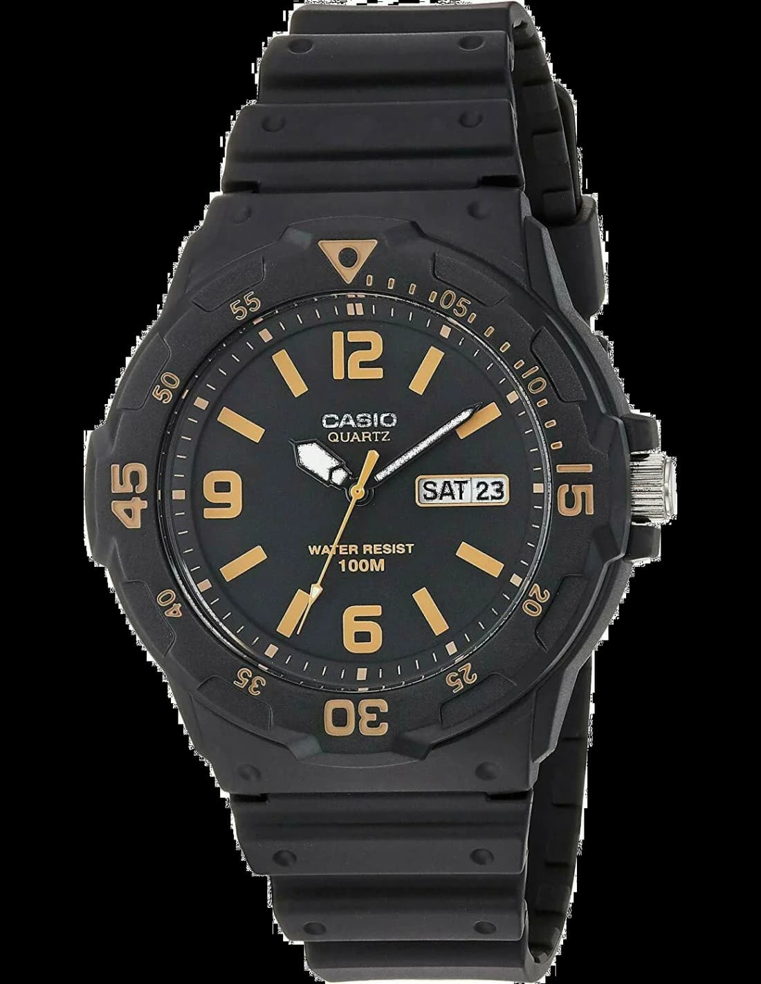Garde-temps Casio MRW-200H-1B3VEF pour homme, noir, résine, lunette rotative sport