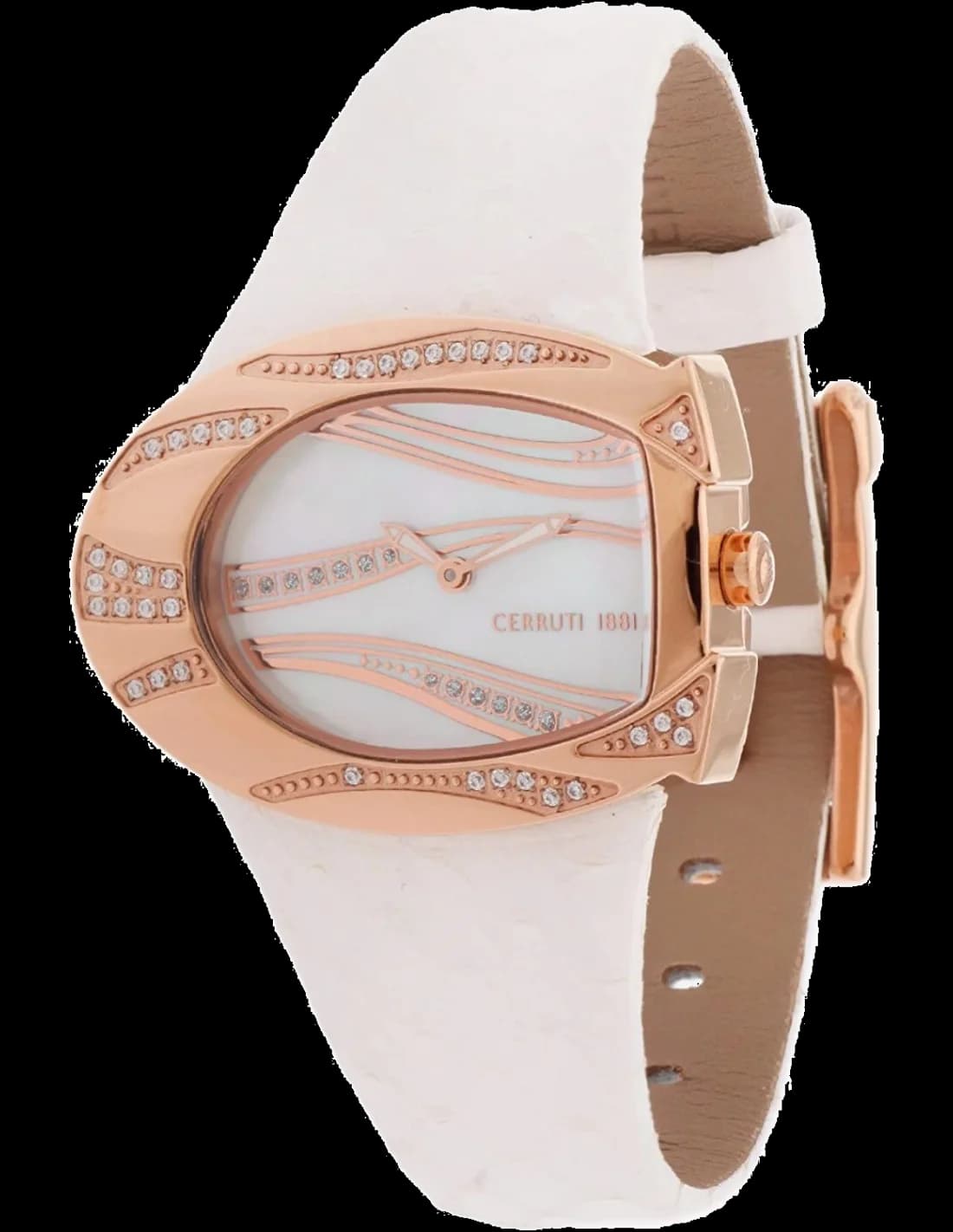 Garde-temps Cerruti 1881 CRP003R266A pour femme, cadran blanc épuré, bracelet cuir blanc élégant
