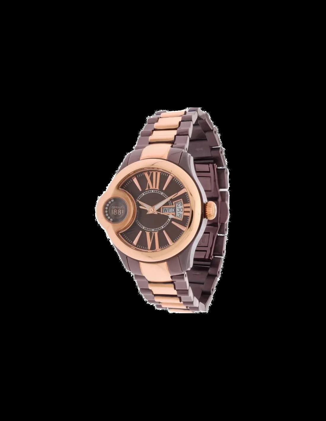 Garde-temps Cerruti 1881 CRM043L231F pour femme, cadran marron chaud, bracelet acier bicolore chic