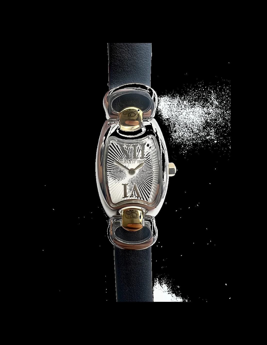Garde-temps Cerruti 1881 CRR002Y212A pour femme, cadran noir et bracelet en cuir noir