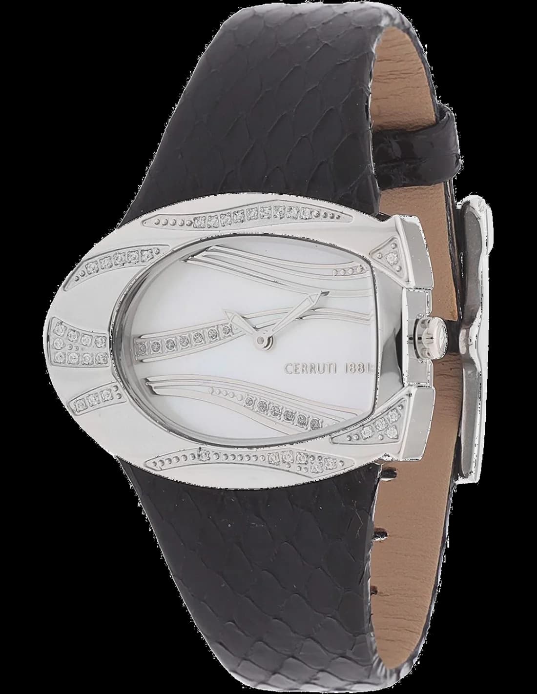 Garde-temps Cerruti 1881 CRP003B262A pour femme, cadran nacre sur cuir noir