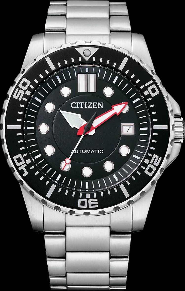 Garde-temps Citizen NJ0120-81E pour homme, cadran noir, bracelet acier sport