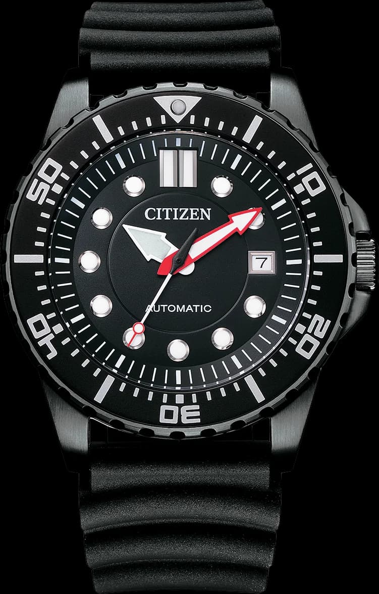 Garde-temps Citizen NJ0125-11E pour homme, cadran noir, bracelet silicone sport