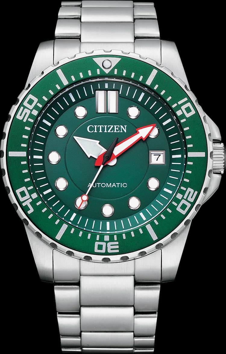 Garde-temps Citizen NJ0129-87X pour homme, cadran vert forêt, bracelet acier