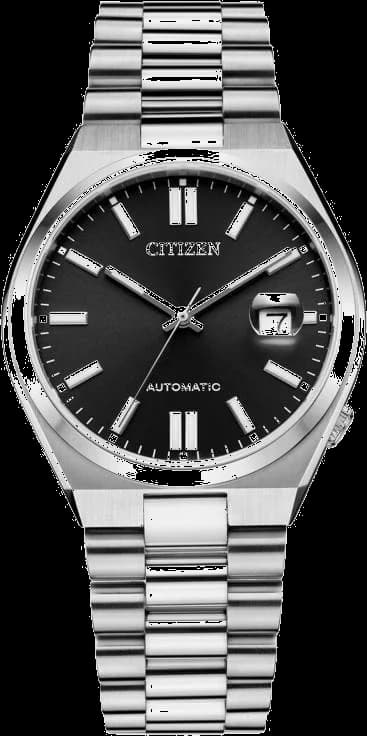 Garde-temps Citizen NJ0150-81E pour homme, cadran noir sobre, bracelet acier brossé