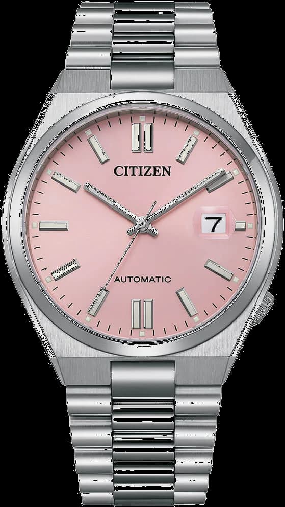Garde-temps Citizen NJ0158-89X pour homme, cadran rose sur acier automatique