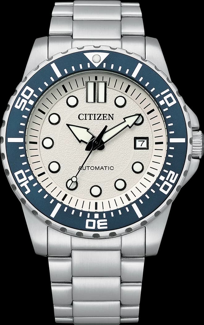 Garde-temps Citizen NJ0171-81A pour homme, cadran blanc clair, bracelet acier