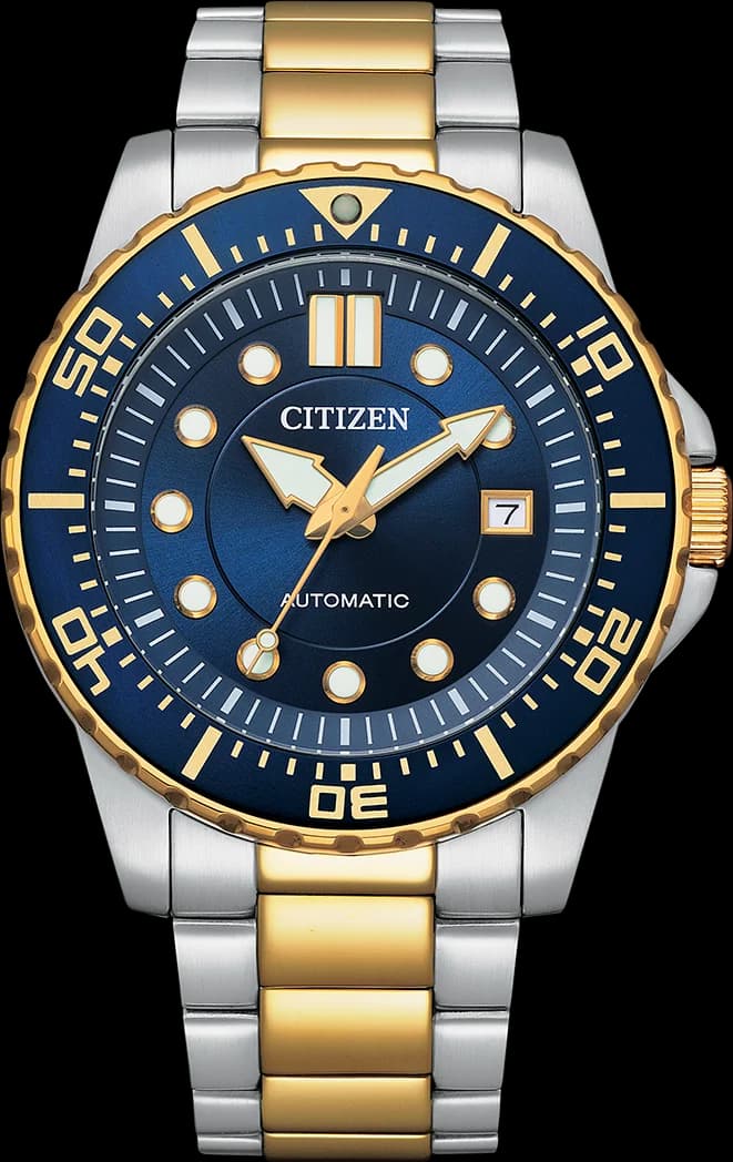 Garde-temps Citizen NJ0174-82L pour homme, cadran bleu, bracelet acier bicolore