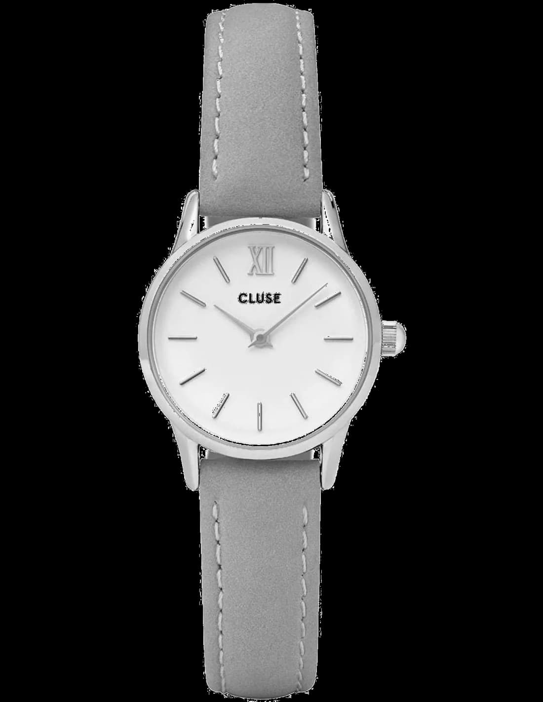 Garde-temps Cluse CL50013 pour femme, cadran blanc et bracelet cuir gris