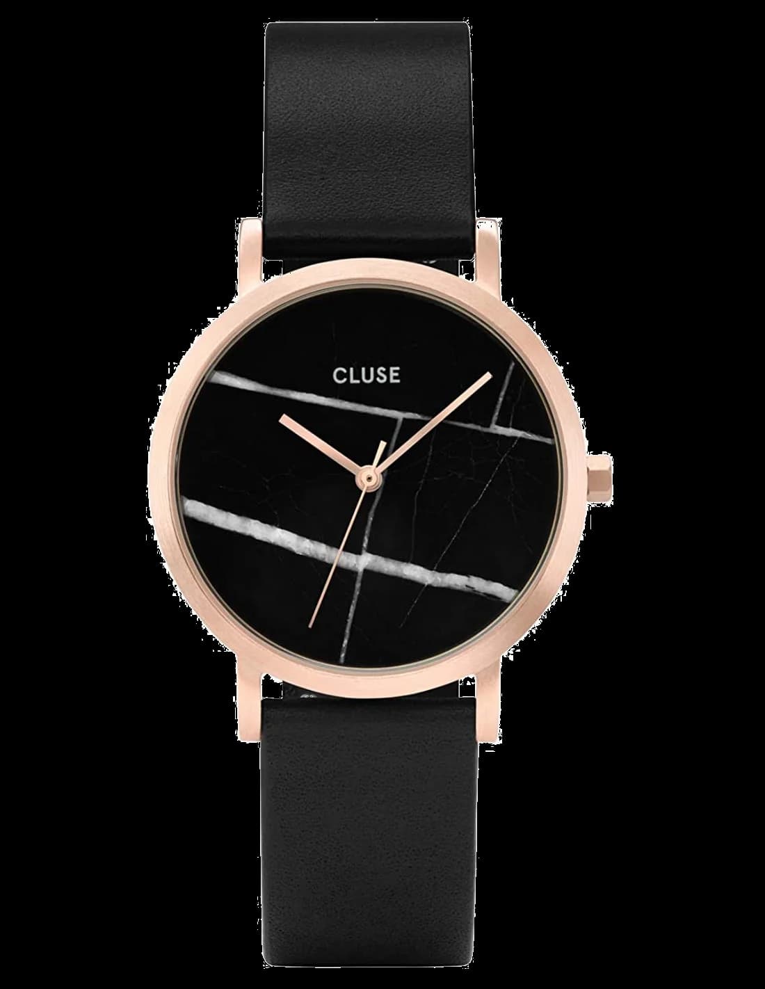 Garde-temps Cluse CL40104 pour femme, cadran noir, bracelet cuir