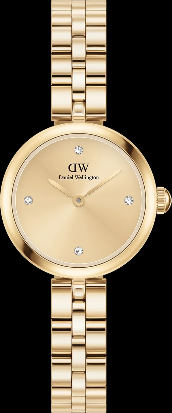Garde-temps Daniel Wellington DW00100718 pour femme, cadran or rayé soleil, bracelet acier doré jaune
