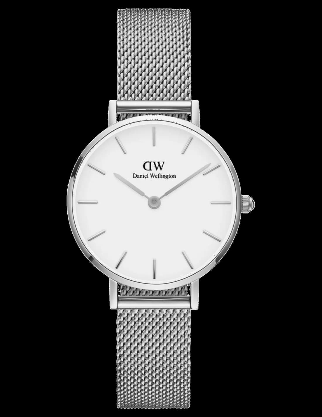 Garde-temps Daniel Wellington DW00100220 pour femme, cadran blanc, maille milanaise acier