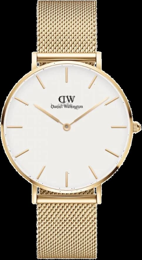 Garde-temps Daniel Wellington DW00100346 pour femme, petit modèle, cadran blanc, bracelet acier doré