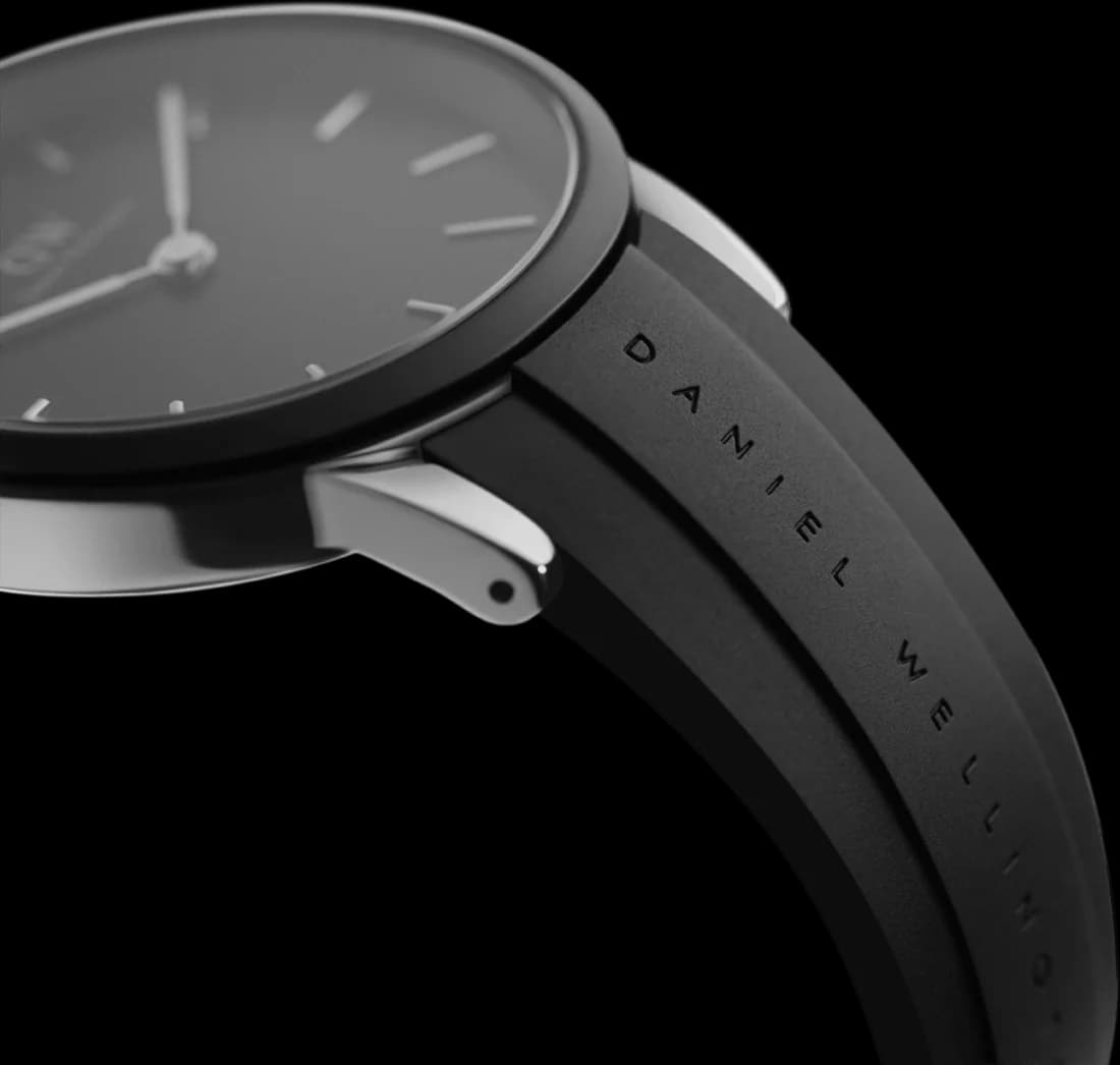Zoom sur le cadran noir du Daniel Wellington DW00100436