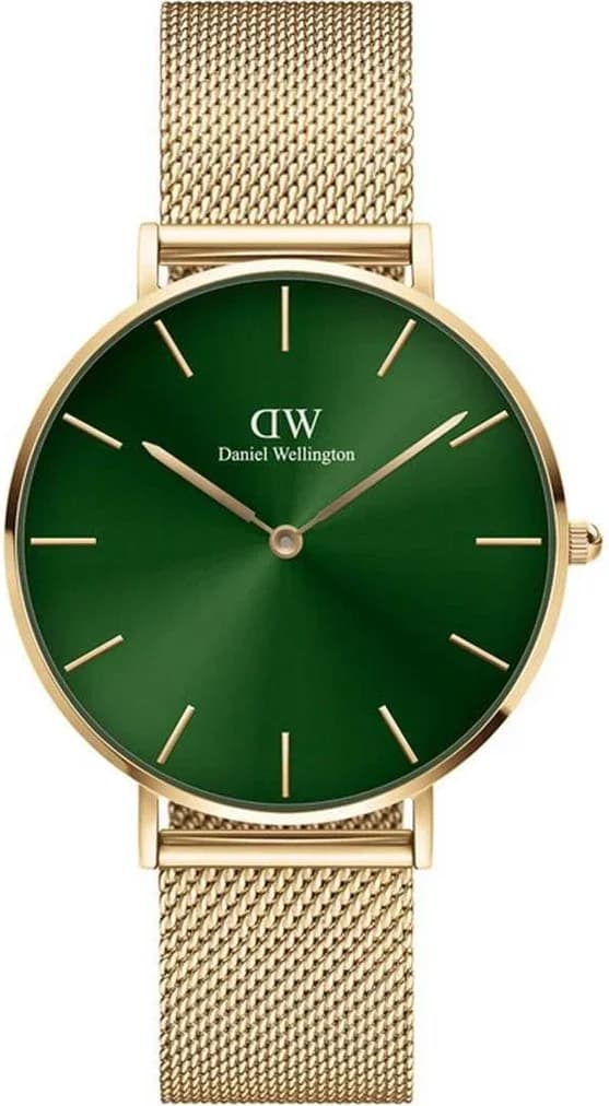Garde-temps Daniel Wellington DW00100481 pour femme, cadran vert, bracelet acier, look élégant