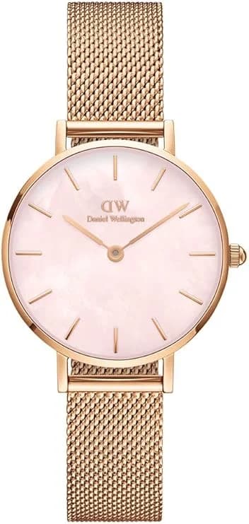 Garde-temps Daniel Wellington DW00100513 pour femme, cadran nacre rose sur bracelet maille milanaise