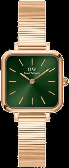 Garde-temps Daniel Wellington DW00100519 pour femme, boîtier carré or rose et cadran vert foncé