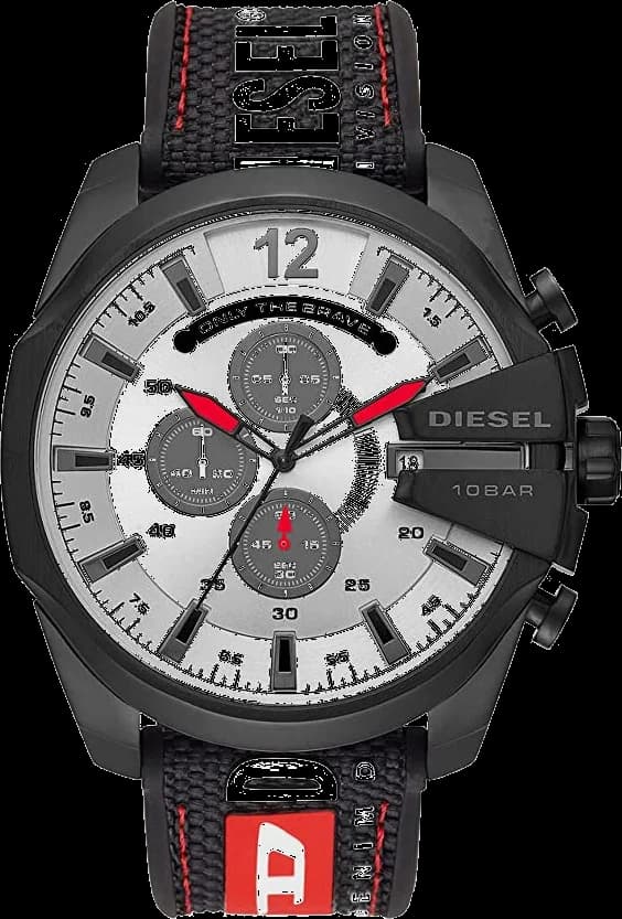 Garde-temps Diesel DZ4512 pour homme, au cadran gris et bracelet nylon bleu marine