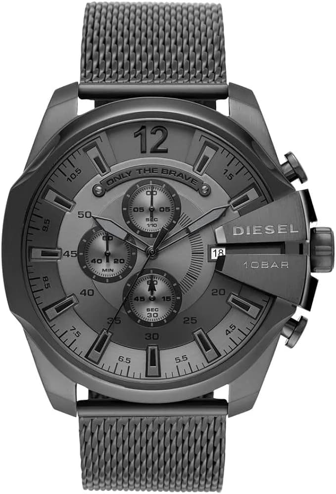 Garde-temps Diesel DZ4527 pour homme, cadran gris et bracelet acier maille milanaise