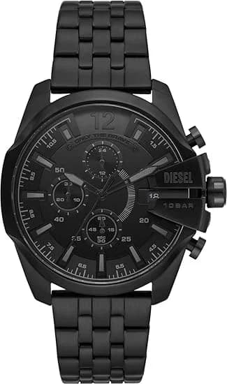 Garde-temps Diesel DZ4617 pour homme, cadran noir sur acier poli