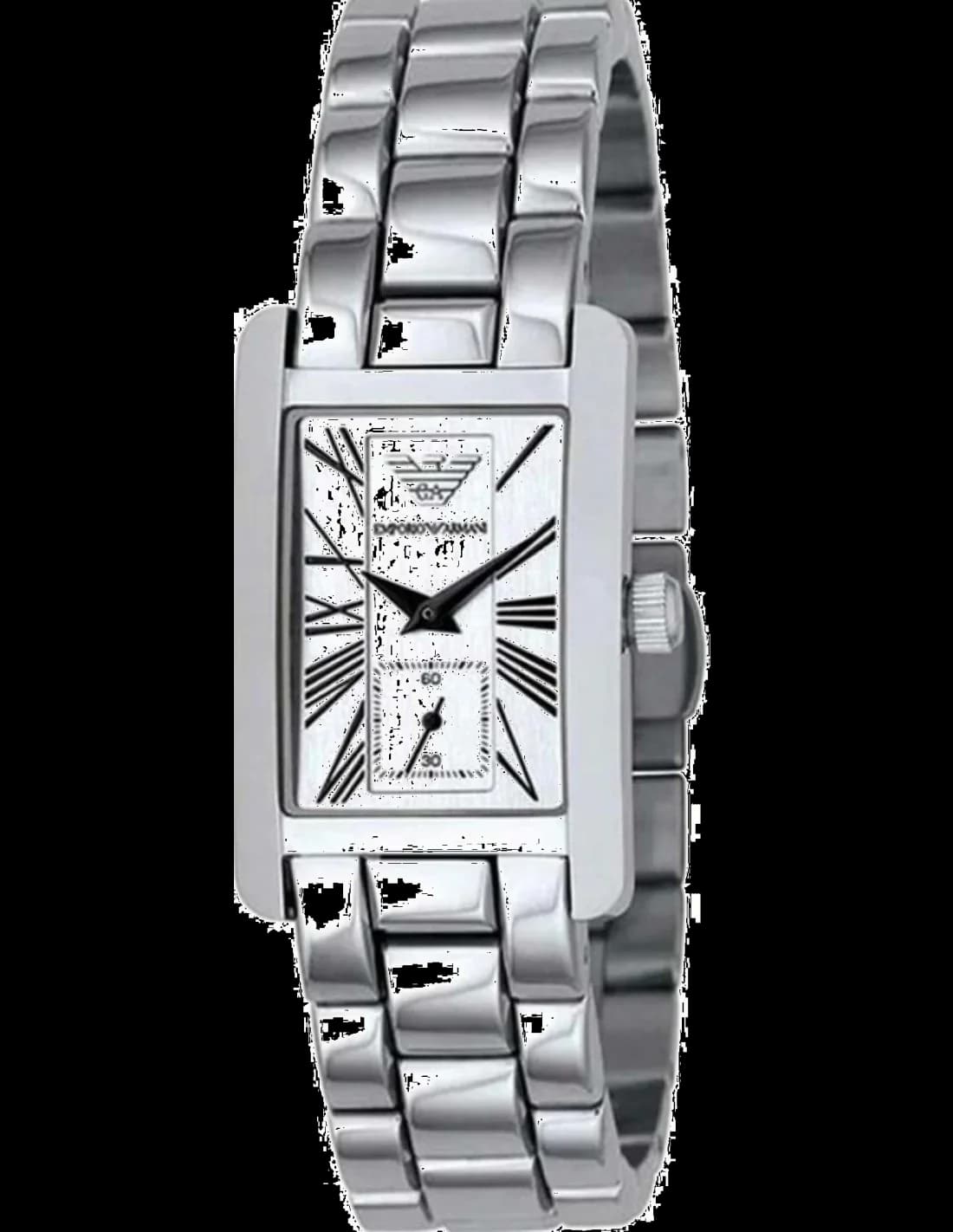 Garde-temps Emporio Armani AR0146 pour femme, au cadran argenté et bracelet acier