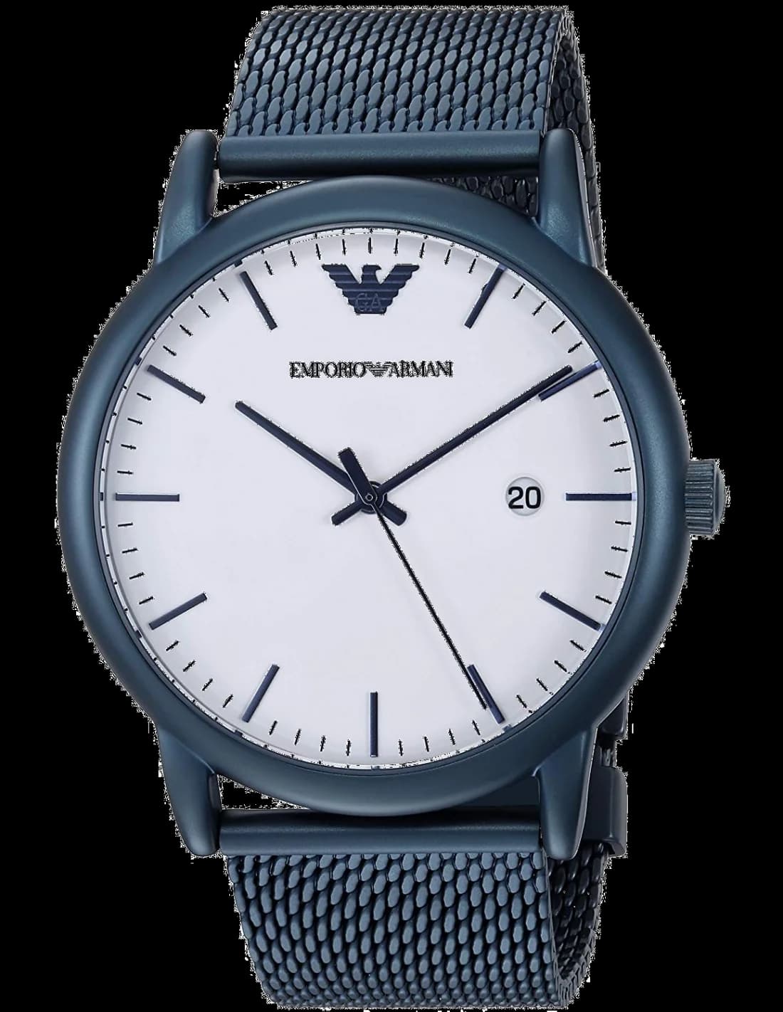 Garde-temps Emporio Armani AR11025 pour homme, cadran blanc bracelet acier