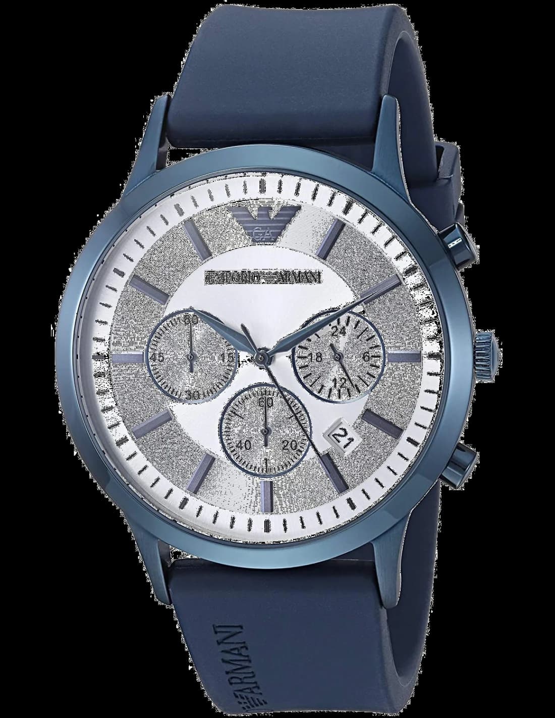 Garde-temps Emporio Armani AR11026 pour homme, cadran argent sur silicone